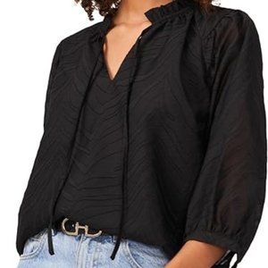 NWT Vince Camuto Women's Split Neck Zebra Print Blouse